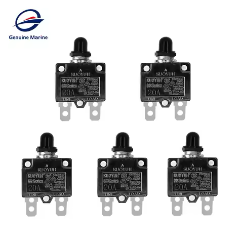 5 pcs Circuit Breaker 5A 10A 15A 20A 25A 30A 40A Push Button Resettable Thermal Circuit Breaker With