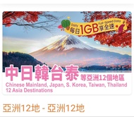 [$28/2張 可用4日 旅遊 SIM卡] 自由鳥 遨遊SIM 亞洲無限數據卡 漫遊 日韓 東南亞 日本 韓國 台灣 中國 大陸 內地 澳門 新加坡 馬來西亞 印尼 旅行 外遊 轉機 實體