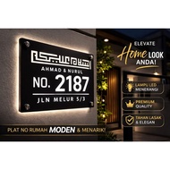 ( Solar + LED ) Modern Solar House Number & Alamat Rumah Solar