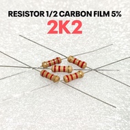 (10 PCS) RESISTOR 1/2W 1/2WATT 2K2 2.2K 2.2 KILO CF 5% ROHS