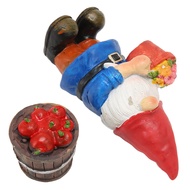 2pcs Garden Gnome Good Luck Blessings Holding Flower Gnome Colorfast Gnomes Lawn Ornaments Barrel St