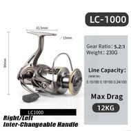 Reel Pancing LC1000-2000 Saltwater Power Handle Metal Reel Pancing High Speed Alat Pancing Metal Ree