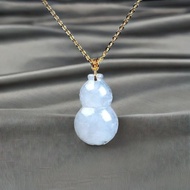 冰種翡翠葫蘆吊飾 18K金鑲嵌墜頭 | 天然緬甸玉翡翠A貨 |送禮