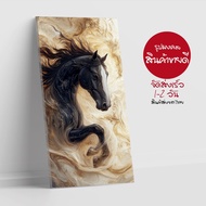 Lucky Black Horse Canvas Frame Print Painting Floating