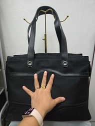 Delsey Paris Black Canvas Leather Tote Bag