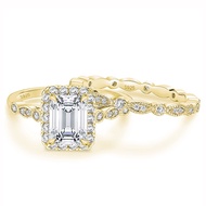 SOMEN 2CT 925 Sterling Silver Vintage Promise Rings Gold Marquise Wedding Bands Sets Emerald Cut CZ 
