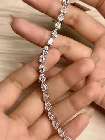18K Gold Lab-Grown Diamond 0.2CT Full Diamond Teardrop-shaped Diamond Bracelet, Fashion Gift Custom