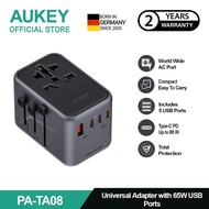 Aukey Universal Travel Adapter Pa-Ta08-Bk Type C 65W 4 In 1 Eu Us Uk