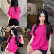 Adlv Korean style men's and women's T-shirt with front and back printed TONGKHOSI-bold pink middle sleeves basic unisex ulzzang freesize