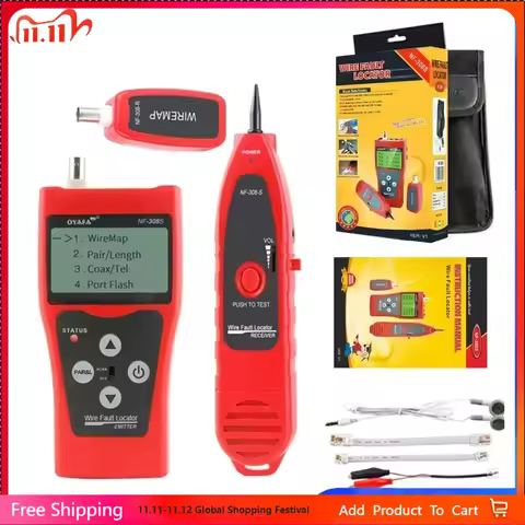ZHOUCE NF-308 Network Cable Tester LCD Wire Fault Locator Red Color with USB RJ45 RJ11 LAN BNC Coaxi