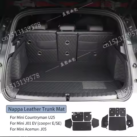 For Mini Cooper ESE J01 J05 U25 Countryman Nappa Leather Trunk Mat Car Waterproof Floor Mat Fully Su