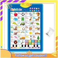 【W】Electronic Alphabet Wall Chart Interactive Alphabet Poster Talking ABC & 123s Piano Tone & Music 