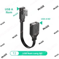 USB A Nam Sang USB Nữ Cáp Nối Dài 5CM-90CM Góc 90 Độ Cho Máy Tính Máy Tính Bảng-Lên Xuống Trái Phải