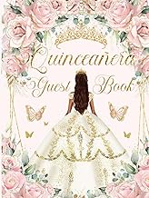 Quinceanera Guest Book Hardcover Blush Pink Roses Floral Gold White Dress: Mis Quince Años ( Sweet 1