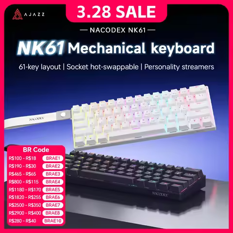 AJAZZ NK61 Wired Gaming Mechanical Keyboard 60% RGB Hot-Swappable 61 Keys Red Switch Mini Keyboard f