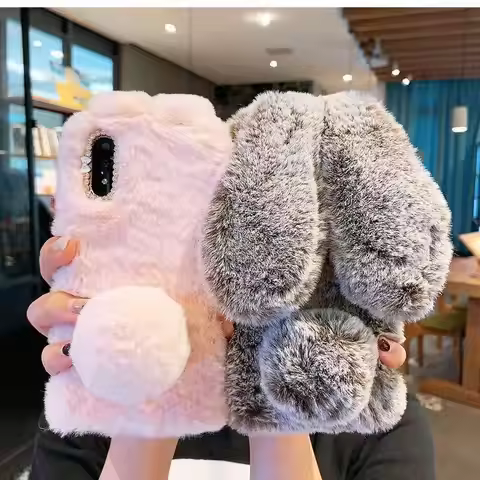 Soft Plush Phone Case For Motorola Moto Edge 60 Fusion 50 Neo Ultra 40 X40 X30 Warm Winter Furry Rab