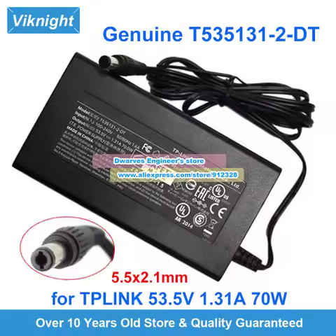 Genuine T535131-2-DT AC Adapter T535081-2-DT 53.5V 0.81A 1.31A Charger for TP-Link POE Switch TL-SG1