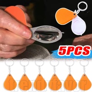 3/5Pcs Portable Folding Magnifying Glass Keychain - Handheld Bag Key Chains Commemorative - Mini Rea