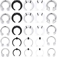 Septum Pincher Tapers 14G 12G 8G 6G 4G Large Septum Rings Internally Threaded Spike Horseshoe Barbel