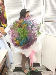 手工韓式超大巨大真人比例乾燥花滿天星畢業禮物生日禮物求婚花束