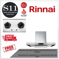 RINNAI RH-C91A-SSVR CHIMNEY HOOD ELECTRONIC TOUCH CONTROL  +  RINNAI RB-72S 2 BURNER BUILT-IN HOB STAINLESS STEEL TOP PLATE