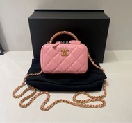 Chanel  22K粉色手柄mini相機包