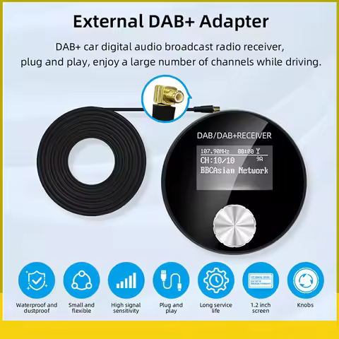 Car DAB/DAB+ Radio Adapter Portable DAB Digital Radio FM Transmitter Music Receiver Unlimited Preset