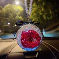 Creative 8cm Rose Preserved Flower Ball Car Pendant Gypsophila Dried Flower Fashion Car Interior Acc