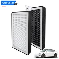 [ForeverYoung] 2Pcs HEPA Activated Carbon Car Air Filter Air Conditioner Filter Element Replacement For Tesla Model 3 Model Y 2023 H9O7