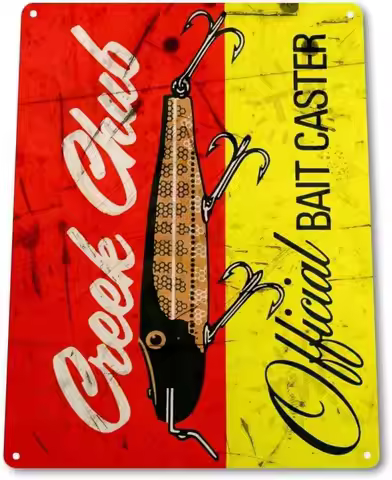 TIN Sign B404 Creek Chub Bait Caster Shop Fish Fishing Marina Lake House Metal Sign Decor Metal Tin 
