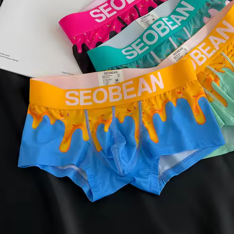 SEOBEAN New Men's Boxer Brief Underwear Comfortable Polyester Boxer Shorts for Men