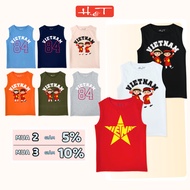 Vietnam Red Flag Yellow Star boys' tank top H&T, smooth 4-way cotton T-shirt, for children from 10-3