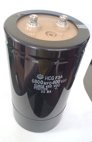 6800UF 400V SURGE 450VDCคาปาซิเตอร์แบบขันสกรู (แพ็ค1ตัวและแพ็ค2ตัว) Hitachi แท้-ใหม่ขนาด9x16CM สีดำ