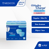 (Online Exclusive) Medicos Hydrocharge 4 Ply Surgical Face Mask Regular and Slim Fit Duo Avenue Mint + Blue  (2 Colors In 1 Box)-1 Box