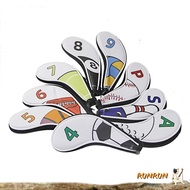 RUNUN 9pcs Golf Iron Club Head Cover with Wedges Iron Club Protective Headcover Putter Protector Gol