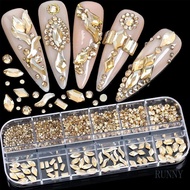 RUNNY Nail Rhinestones Crystals Gems Jewels AB Flat Back Diamond with Storage Box for DIY Art Suppli