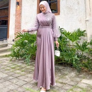 Promo Gamis Adeva Dress Brokat Kombinasi Fashion Muslim Wanita Gamis