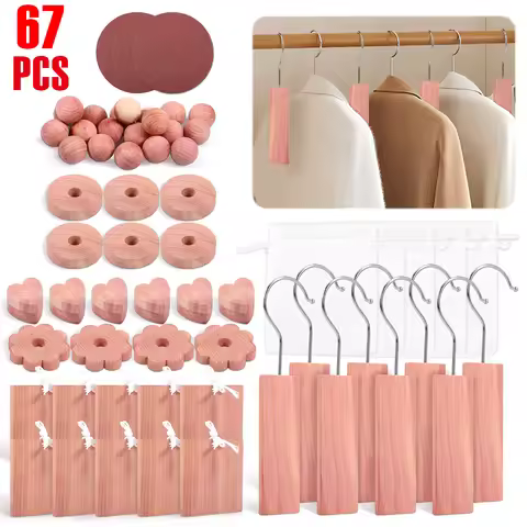 67Pcs Cedar Block Closet Aromatic Cedar Plank Assorted Style Fresh Odour Deterrent Insect Wardrobe C