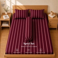 Maroon Striped Bed Sheet Set All Sizes