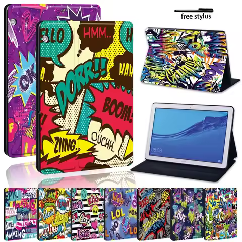 For Huawei MediaPad T3 8.0"/T3 10 9.6"/T5 10 10.1" Tablet Leather Pu Stand Protective Case for M5 Li