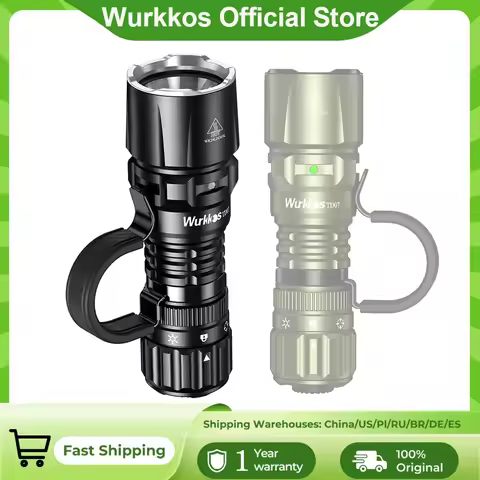 Wurkkos TD07 1300LM Tactical Flashlight 479M Long Throw IP68 Waterproof 18350 Battery Torch Dual Swi