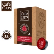 Cafecaps - กาแฟ แคปซูล ใช้กับเครื่อง Nescafe Dolce Gusto Intenso (1 กล่อง X15 แคปซูล) - กาแฟเบลนด์เกรดดีคั่วเข้มให้กลิ่นดาร์กช๊อคโกแลตเหมาะทำลาเต้ คาปูชิโน่ สำหรับคนที่ชอบกาแฟเข้ม