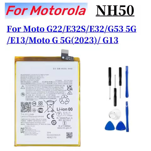 New Battery 5000mAh NH50 Battery For Motorola MOTO G22 / MOTO G53 E13 E32 E32S Replacement Batteries