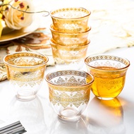 Light Gold Exotic Arabian Style Arabian Flower Tea Cup Glass Cup Middle East Style Coffee Cup ins St
