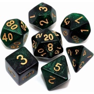 Polyhedral DND Dice Set Glitter Dice for Dungeon and Dragons D&D RPG Role Playing Games Green Mix Bl