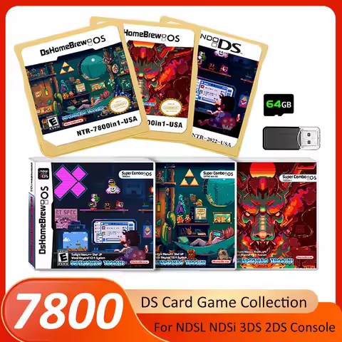 7800 In 1 DS Card Game Collection R4 3DS Flash Card for NDSL NDSi 3DS 2DS Adapter Memory Burning Car