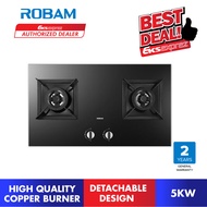 ROBAM GAS HOB SRB-B272 2BURNERS GLASS TOP  BLACK