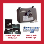Amano PR-600 Watchman Clock (1 Unit) + Station Key No.5,6,7,8 With Box (4 Unit)