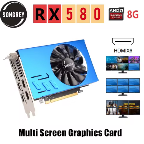 SONGREY AMD RX 580 8gb R7 350 Graphics Card Multi- display 2048SP GDDR5 256bit 6 HDMI Multi Screen S