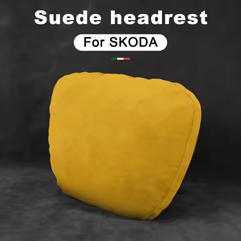 For SKODA Enyaq iV Elroq Fabia Kamiq Kodiaq Octavia Suede Car Neck Rest Pillow - Auto Seat Neck Supp